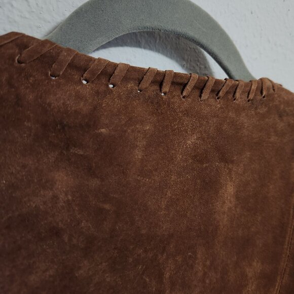 Vintage Rare Women's Brown Fringe Suede Jacket Coat XL - Picture 6 of 10